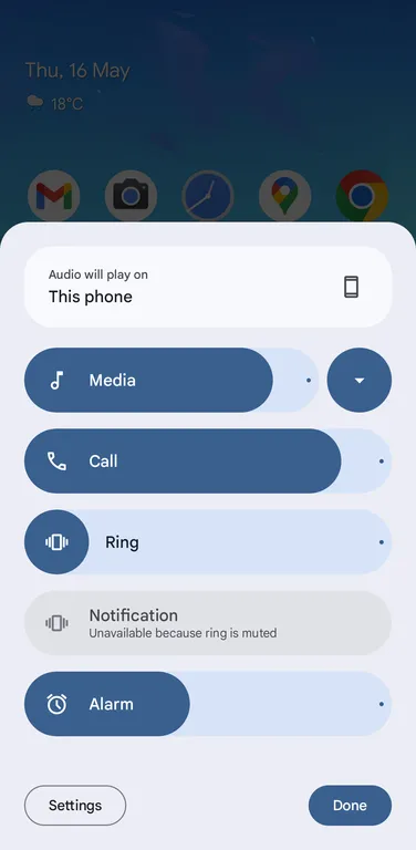 Controles de volume aprimorados