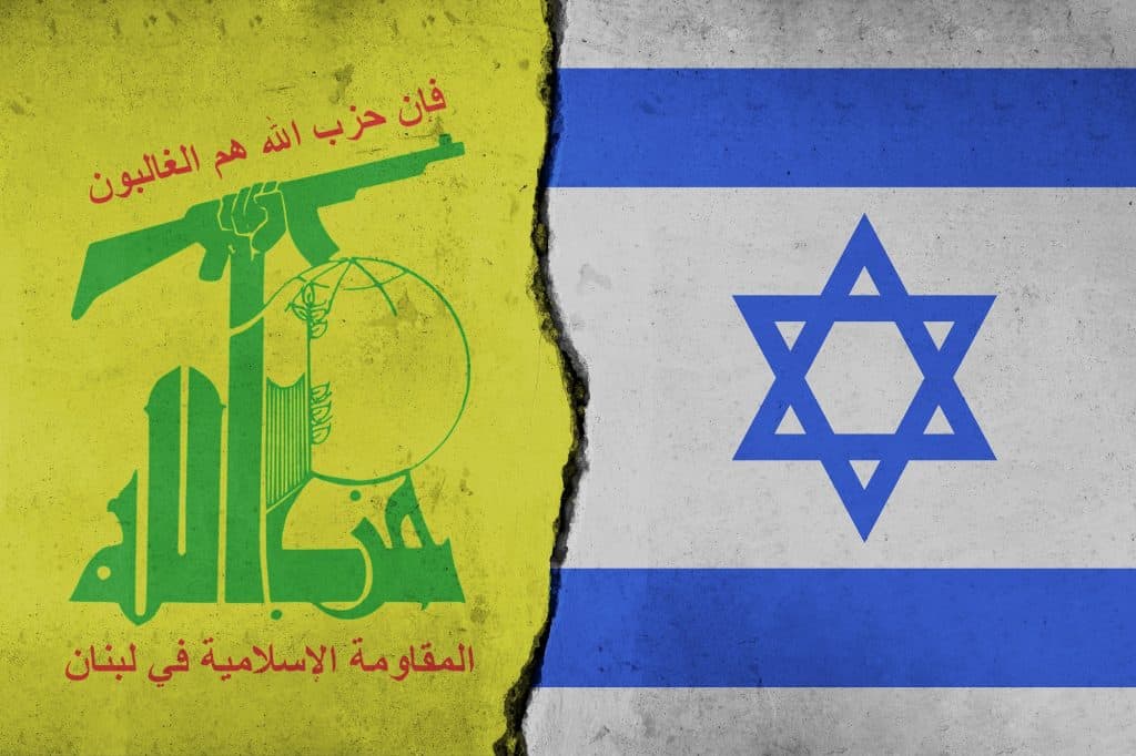 bandeiras do hezbollah e de israel