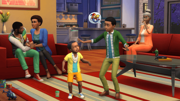 imagem mostra personagens interagindo no the sims 4