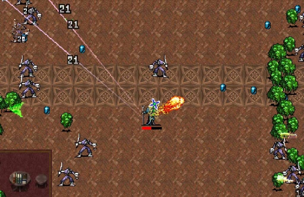 imagem mostrando uma cena de luta do jogo vampire survivors