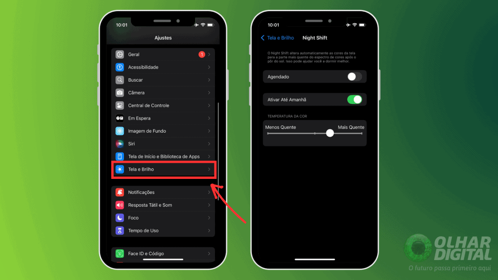Como ativar filtro de luz azul no iPhone