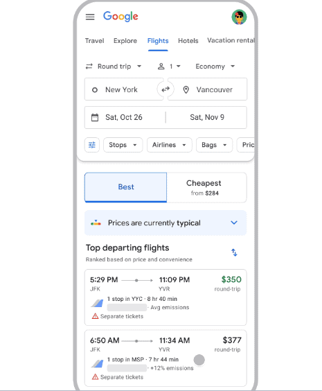 Nova opção do Google Flights permite ver voos mais baratos.