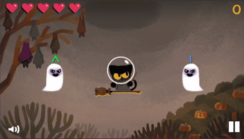 Captura de tela do doodle de Halloween 2024