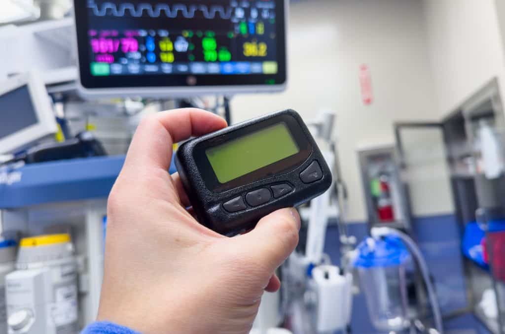 Pager usado em ambiente hospitalar