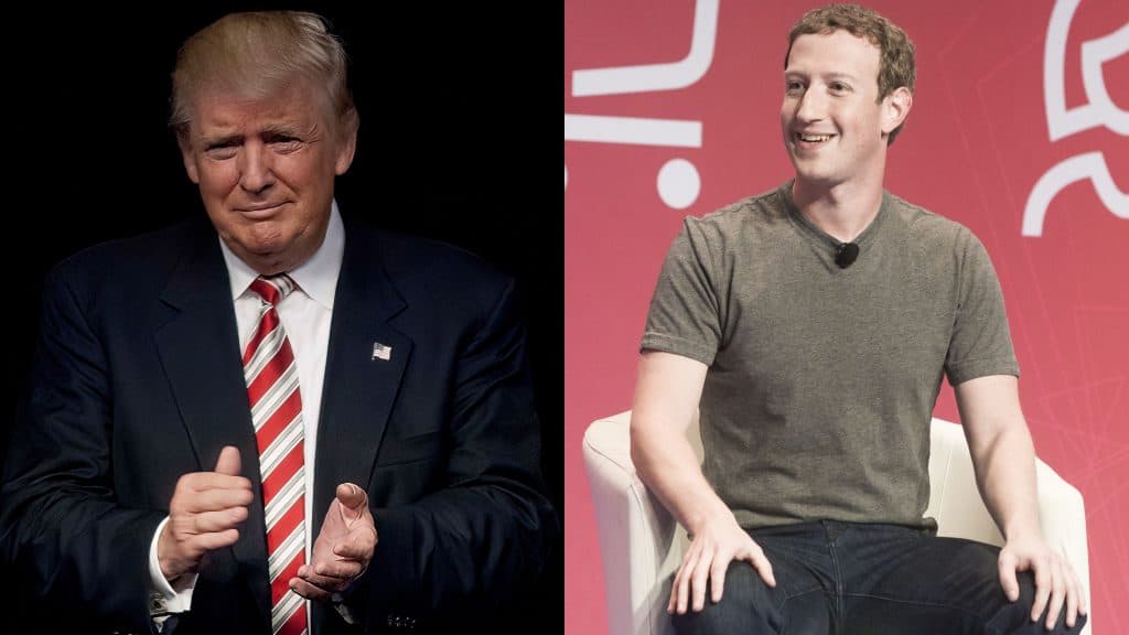 Montagem com fotos de Donald Trump e Mark Zuckerberg