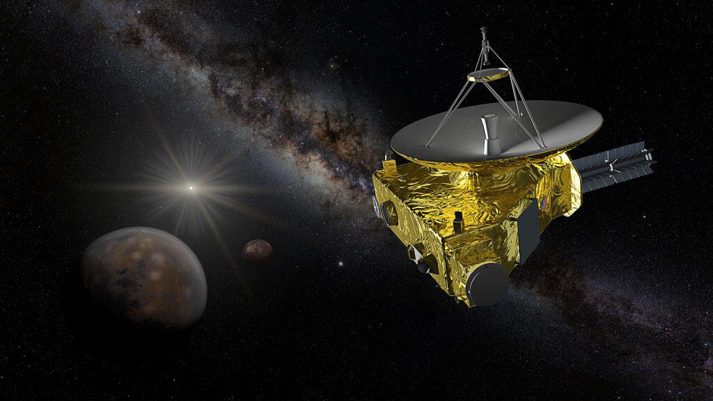 New Horizons faz história: em 14 de julho de 2015, a sonda da NASA chegou a apenas 12.500 km de Plutão, revelando montanhas geladas e detalhes surpreendentes sobre o planeta-anão e sua lua Caronte.