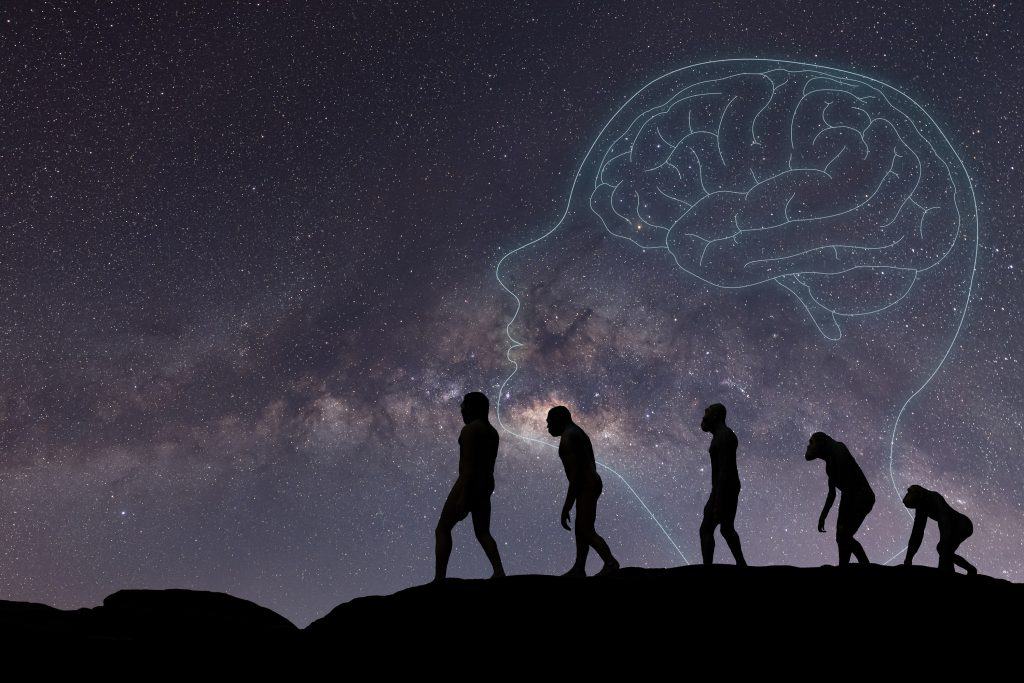 Imagem representando homo sapiens caminhando juntos, em alusão à evolução humana