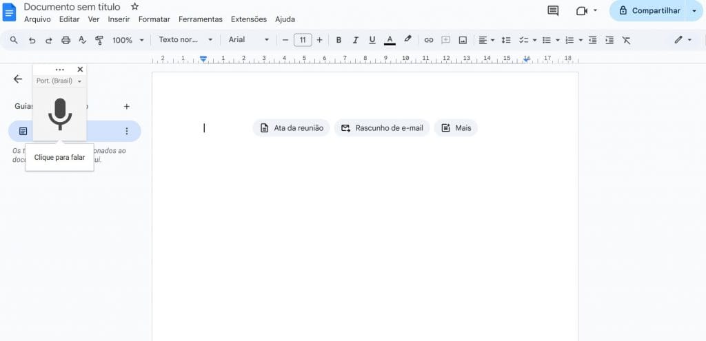 Como usar digitação com voz no Google Docs