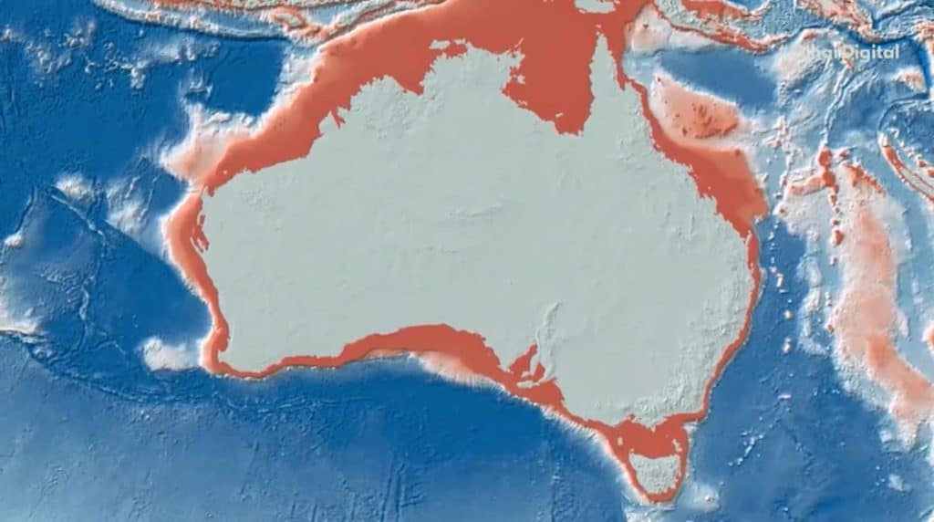 Extensão de terra submersa na Austrália via Olhar Digital