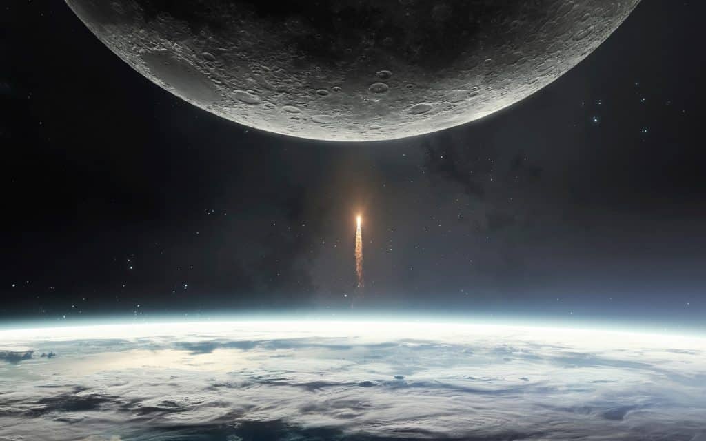 foguete indo da Terra para a Lua