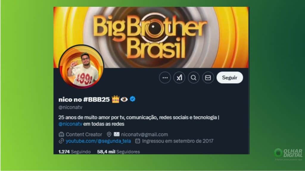 Print do perfil de @niconatvno X