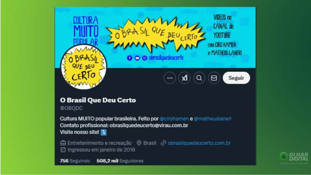 Print do perfil de @OBQDC no X/