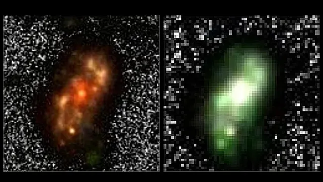 Imagens compostas da galáxia Zhúlong mostram seus dois grandes braços espirais que se estendem para fora do centro, apesar de ter aparecido apenas 1,5 bilhões de anos após o início do universo.
