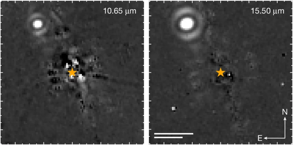 Fotos em preto e branco de um planeta gasosos gigante super-jupiter