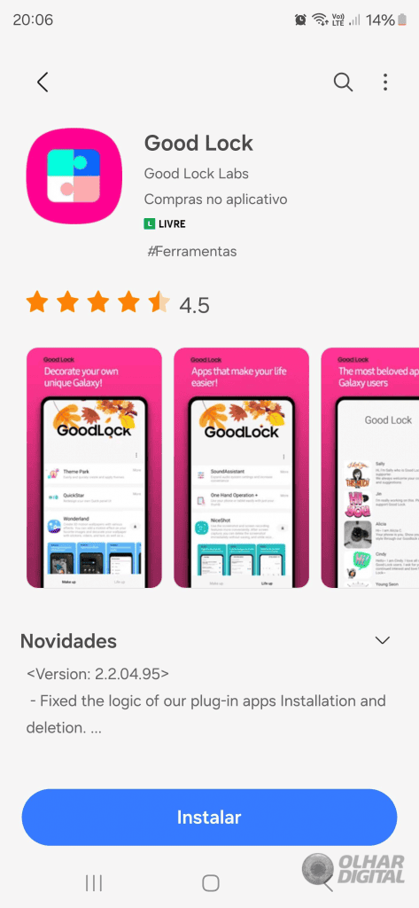 Tela de download do Good Lock