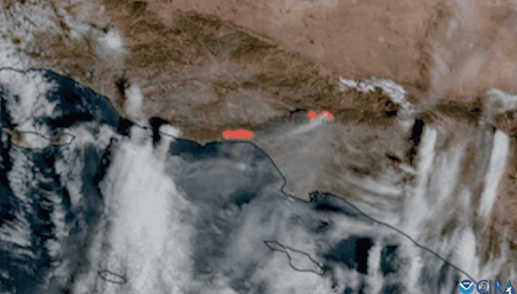 Descoberto o culpado para os incêndios em Los Angeles Uma análise realizada por uma equipe internacional de cientistas divulgou nesta semana o verdadeiro culpado pelos incêndios em Los Angeles, na Califórnia: o aquecimento global. Segundo o grupo, a queima de combustíveis fósseis criou as condições que tornaram os incêndios 35 vezes mais prováveis de acontecer. Imagem de satélite de incêndios em Los Angeles