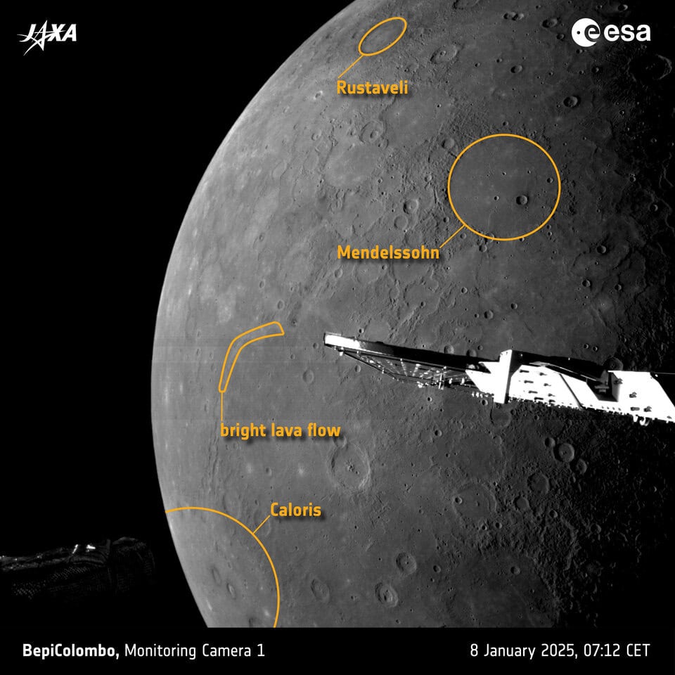 Foto de Mercúrio no sexto sobrevoo de BepiColombo