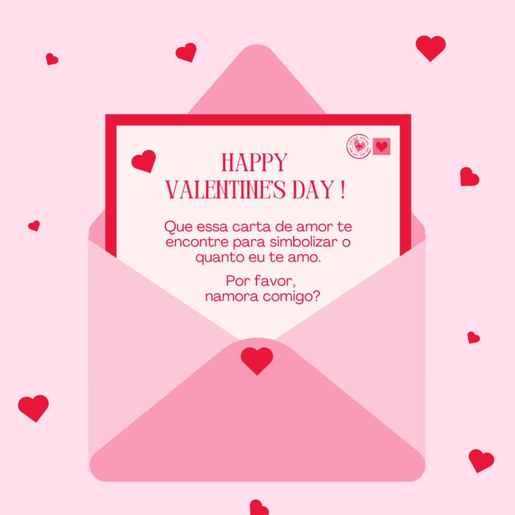 Mensagem de Valentine's Day para pedir alguém em namoro