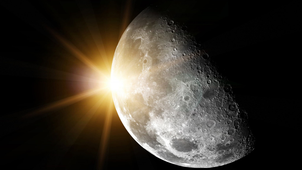 Sol aparecendo atrás da Lua