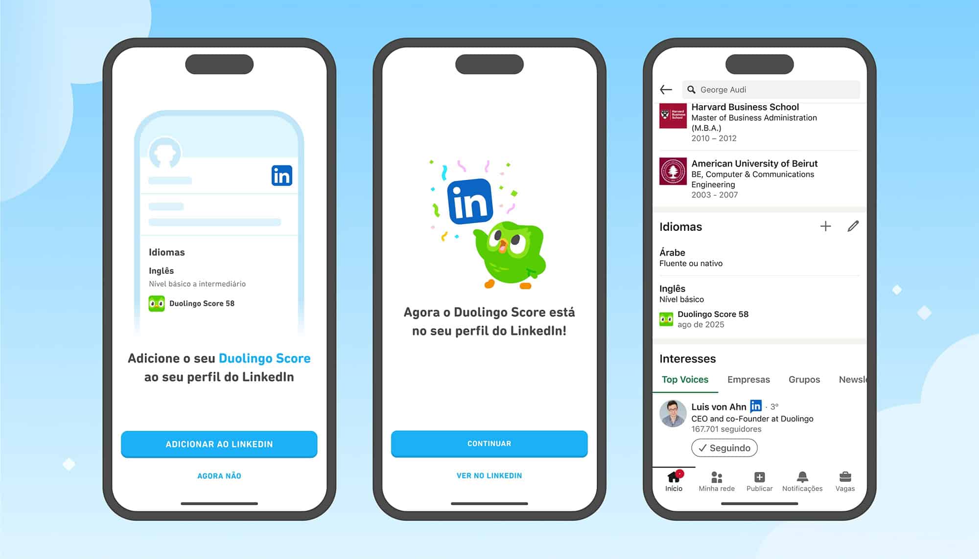 Duolingo turbina LinkedIn, curso de xadrez e IA em vídeo; veja novidades do Duocon 2025 Já faz algum tempo que o Duolingo deixou de ser uma plataforma apenas de aprendizagem de idiomas. E as novidades apresentadas em seu evento global anual, o Duocon, realizado nesta terça-feira (16), deixaram essa mudança de rumo ainda mais evidente. Duolingo permite adicionar score de cursos no perfil do LinkedIn