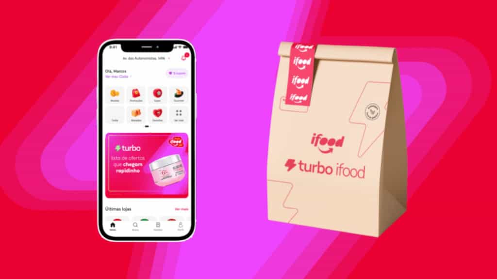 Montagem mostrando recurso Turbo do iFood