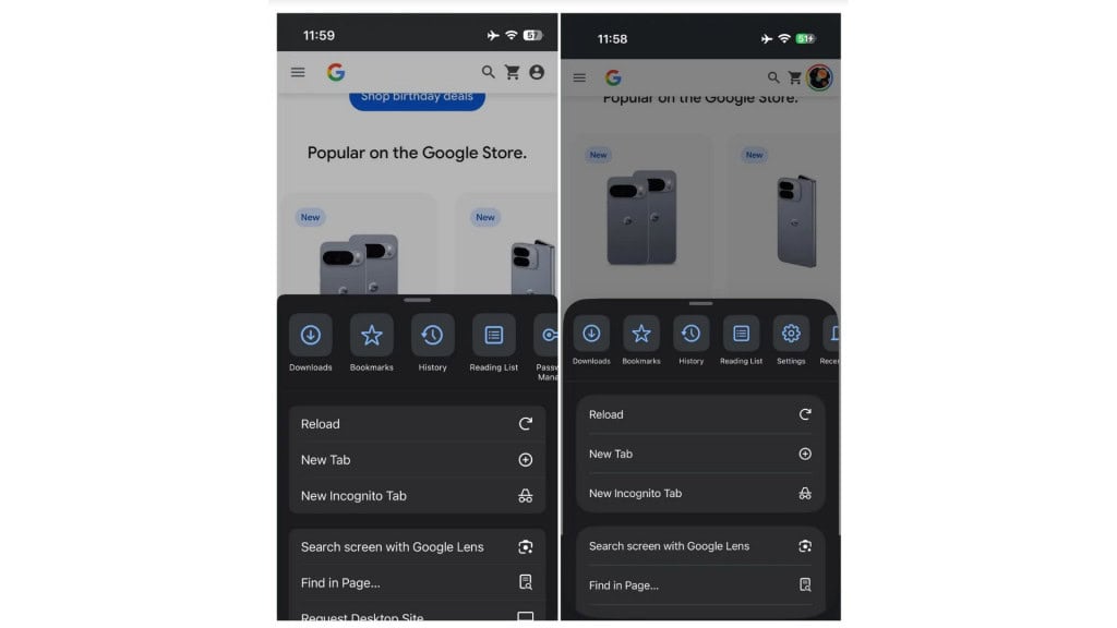 Chrome é o primeiro aplicativo do Google a ter ‘botões de vidro’ do iOS 26 O Liquid Glass entrou no Chrome para iPhone e iPad com iOS 26 e iPadOS 26 instalados. Após atualização, partes que parecem de vidro – a nova estética dos sistemas operacionais da Apple – apareceram na interface do navegador do Google. Captura de tela comparando menus e botões no Google Chrome antes e depois do navegador incorporar o Liquid Glass do iOS 26
