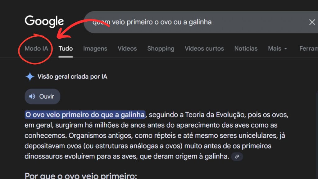Como usar modo IA no Google