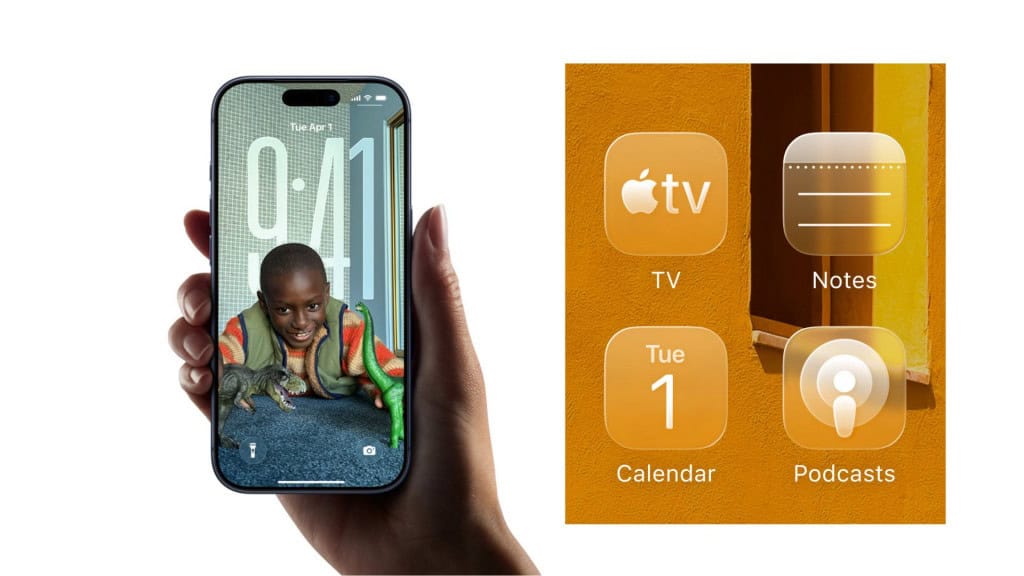 iOS 26 está sugando a bateria do seu iPhone? É normal, diz a Apple Atualizar o iPhone para o iOS 26 pode dar a impressão de que a bateria está indo embora mais rápido. Segundo a Apple, isso é normal e temporário. A empresa explicou que o sistema precisa de alguns dias para rodar processos em segundo plano. Montagem com imagens de pessoa segurando iPhone e ícones de aplicativos na tela inicial – todos com o visual do iOS 26