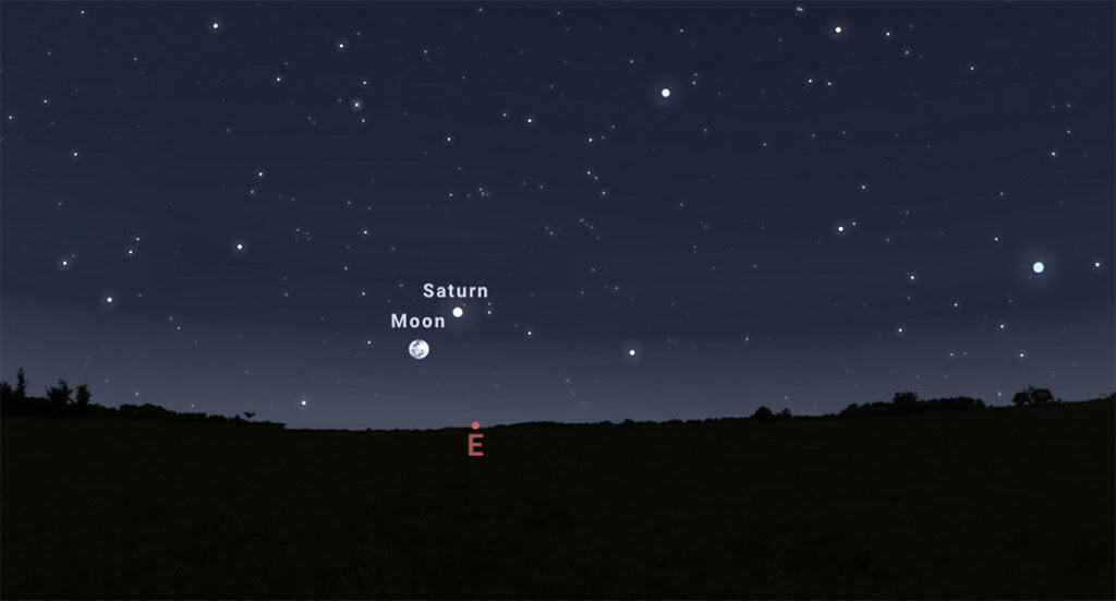 Lua inicia a semana perto de Saturno Dando início à “turnê mensal” de setembro pelos planetas do Sistema Solar, a Lua visita Saturno nesta segunda-feira (8). Em um fenômeno conhecido como conjunção, eles vão compartilhar a mesma ascensão reta (coordenada astronômica equivalente à longitude terrestre). Lua inicia a semana perto de Saturno