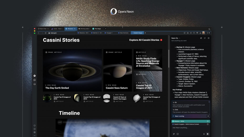 Opera Neon deixa você usar melhor IA da OpenAI para gerar vídeos no navegador O Neon, navegador mais recente da Opera, ganhou um recurso nesta terça-feira (07) que promete chamar atenção: gerar vídeos direto no browser por meio do Sora 2, modelo da OpenAI. O usuário digita sua ideia e recebe um clipe pronto para compartilhar por link, sem precisar sair da aba. Opera Neon deixa você usar melhor IA da OpenAI para gerar vídeos no navegador