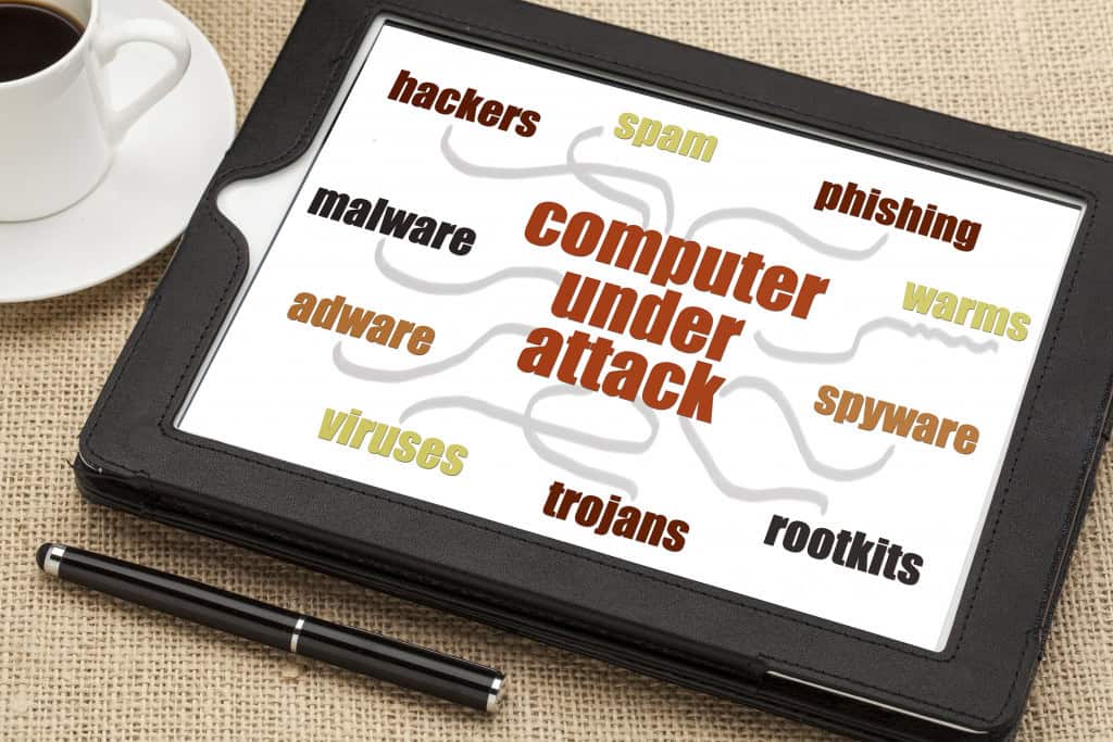 6 erros que deixam o processador do Windows mais lento e como resolvê-los É uma situação frustrante quando você está trabalhando, jogando ou simplesmente navegando na internet e, de repente, o PC Windows começa a travar. Os programas ficam lentos, o cursor do mouse move-se aos trancos e a ventoinha do computador começa a zumbir como se estivesse decolando. Imagem traz conceito de segurança de rede de computadores - hackers, spam, phishing, vírus, malware, spyware e outros riscos - mapa mental ou nuvem de palavras em um tablet digital