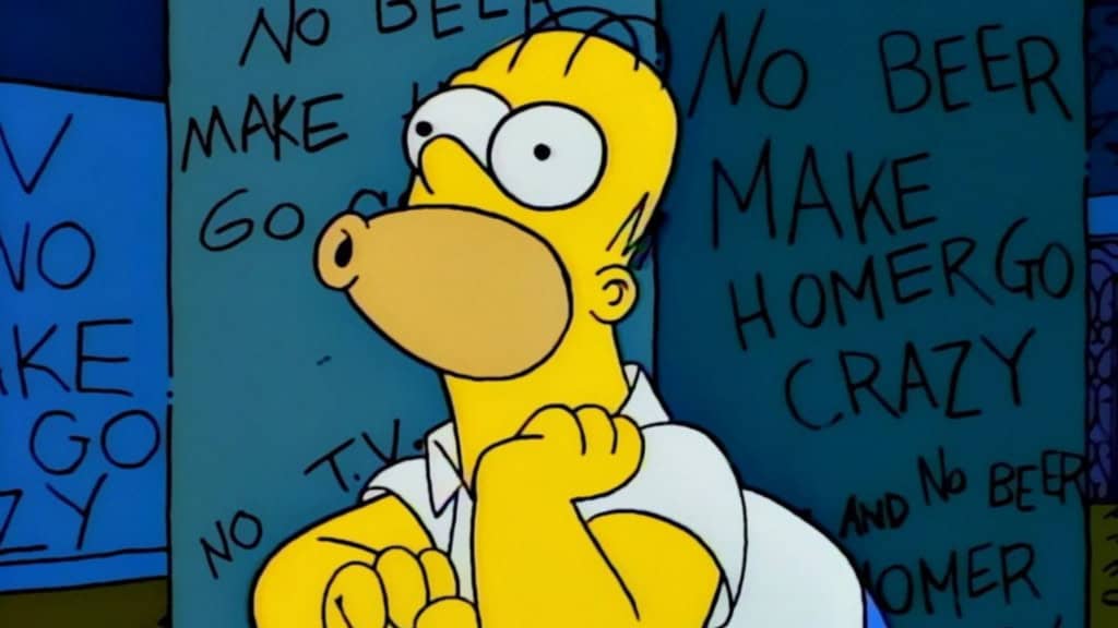 Homer freaking out over graffitied walls