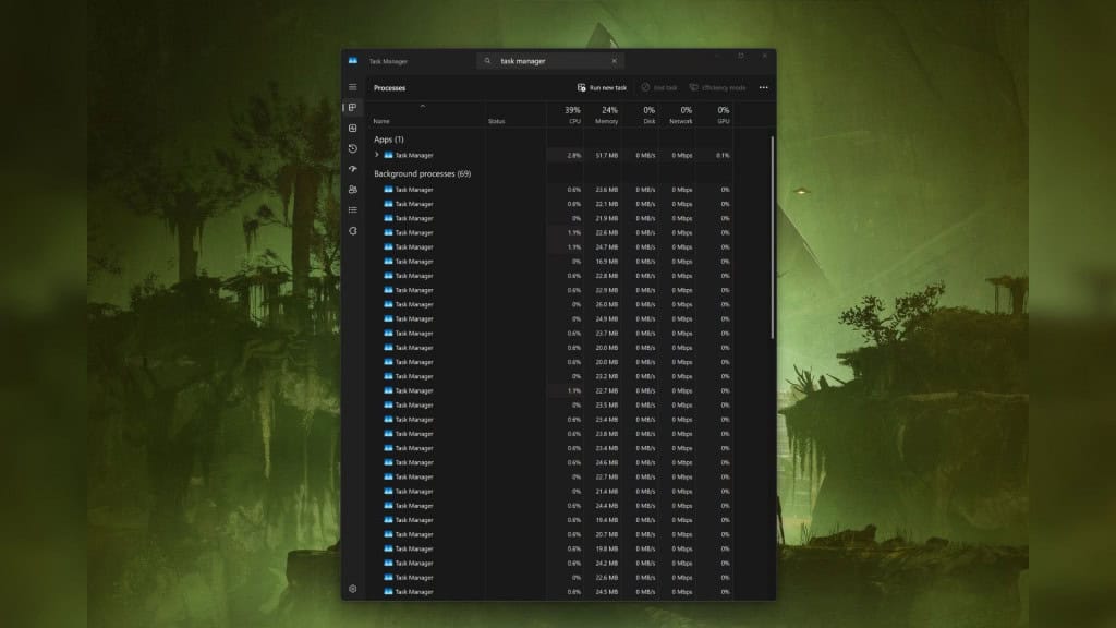 Bug bizarro faz Gerenciador de Tarefas se multiplicar no Windows 11 Usuários do Windows 11 têm enfrentado um bug inusitado após a última atualização opcional do sistema. Ao tentar fechar o Gerenciador de Tarefas, o aplicativo se duplica em vez de encerrar, o que cria mais instâncias para rodar em segundo plano e, no fim, sobrecarrega o computador. Captura de tela de janela do Gerenciador de Tarefas com vários Gerenciadores de Tarefa listados