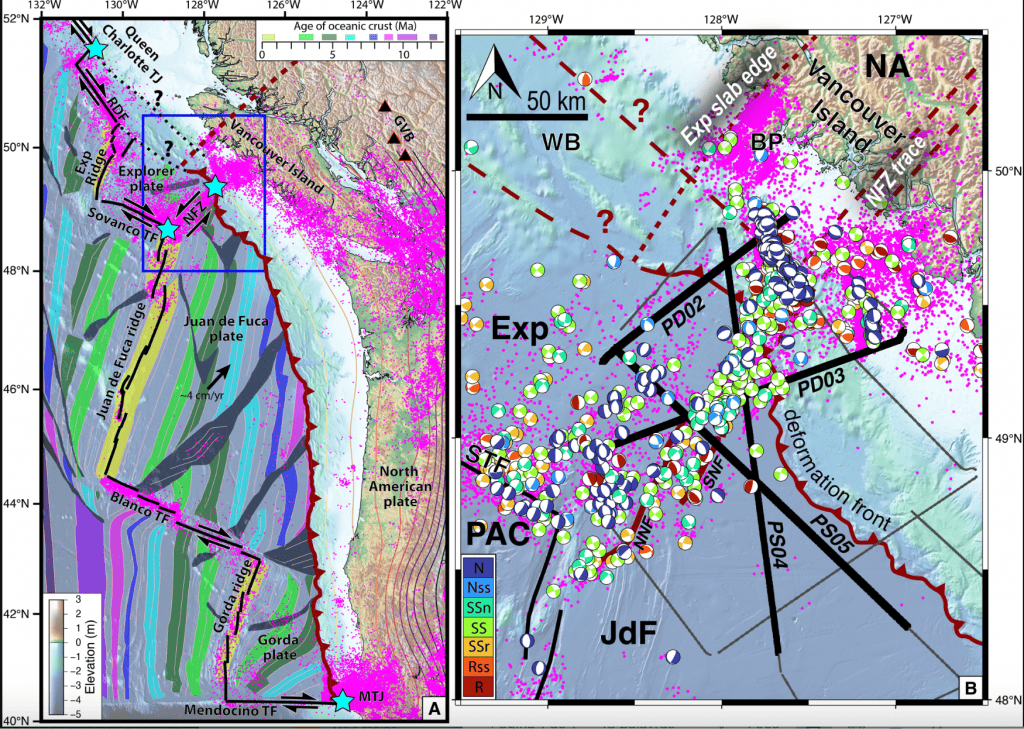 Inédito: cientistas registram placa tectônica se rompendo sob o oceano Um novo estudo aponta que o fundo do oceano está se partindo na região de Cascadia, no Pacífico Norte. No trabalho, os pesquisadores identificaram, pela primeira vez, uma placa tectônica se rompendo ativamente. Inédito: cientistas registram placa tectônica se rompendo sob o oceano