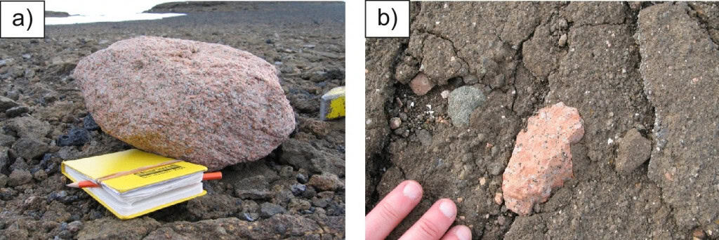 Granito gigante descoberto abaixo do gelo na Antártida Pesquisadores descobriram um gigante corpo de granito rosa sob a camada de gelo na Antártida. Com quase 100 km de largura e 7km de espessura, a formação tem um tamanho comparável ao de Brasília. A descoberta foi publicada na revista científica Communications Earth & Environment, na última quarta-feira (22). Granito gigante descoberto abaixo do gelo na Antártida
