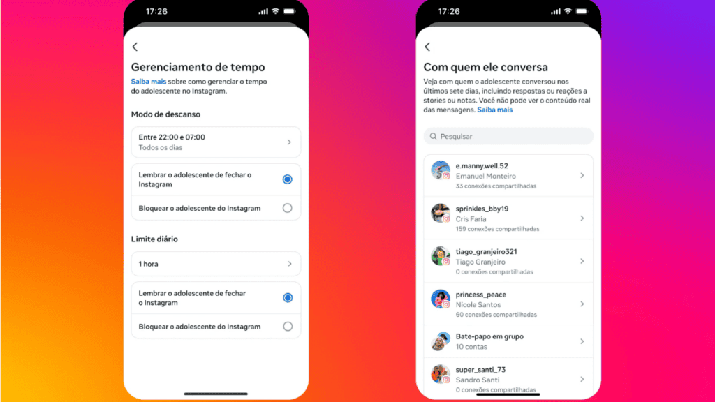 Contas no instagram mais seguras para adolescentes.
