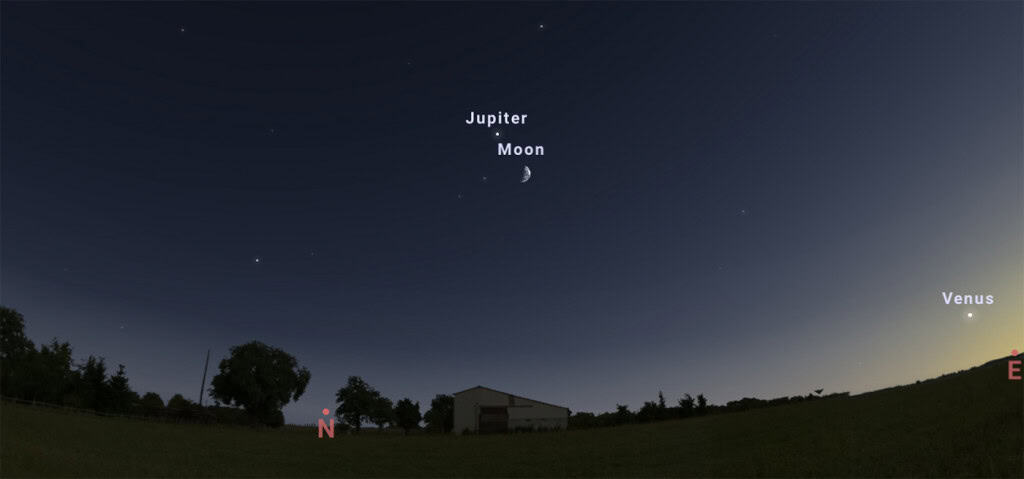 Lua se encontra “no sigilo” com Júpiter Dando continuidade à sua “turnê mensal” de outubro pelos planetas do Sistema Solar, após visitar Saturno, a Lua se encontra com Júpiter, surgindo bem próxima ao gigante gasoso no céu – em um fenômeno conhecido como conjunção astronômica. Lua se encontra “no sigilo” com Júpiter
