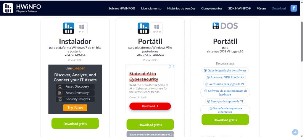 7 apps de diagnóstico para instalar no PC Windows No universo da informática, a prevenção é sempre melhor que a solução, e é aí que entram os apps de diagnóstico para o PC Windows. Captura de tela do site do app diagnóstico hwiNFO para Windows