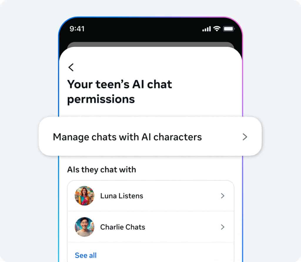 meta instagram controle parental ia