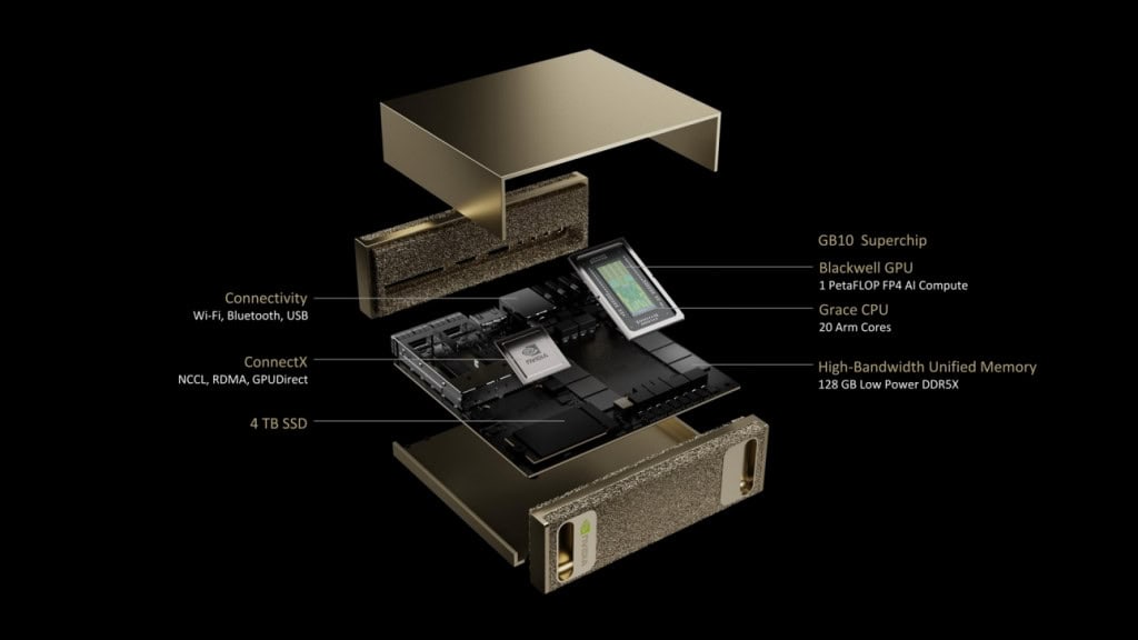 Nvidia lança DGX Spark, mini supercomputador de IA A Nvidia iniciou nesta quarta-feira (15) as vendas do DGX Spark, descrito pela empresa como o “menor supercomputador de IA do mundo”. O modelo promete desempenho de centro de dados em um formato compacto o bastante para caber sobre uma mesa. nvidia dgx spark