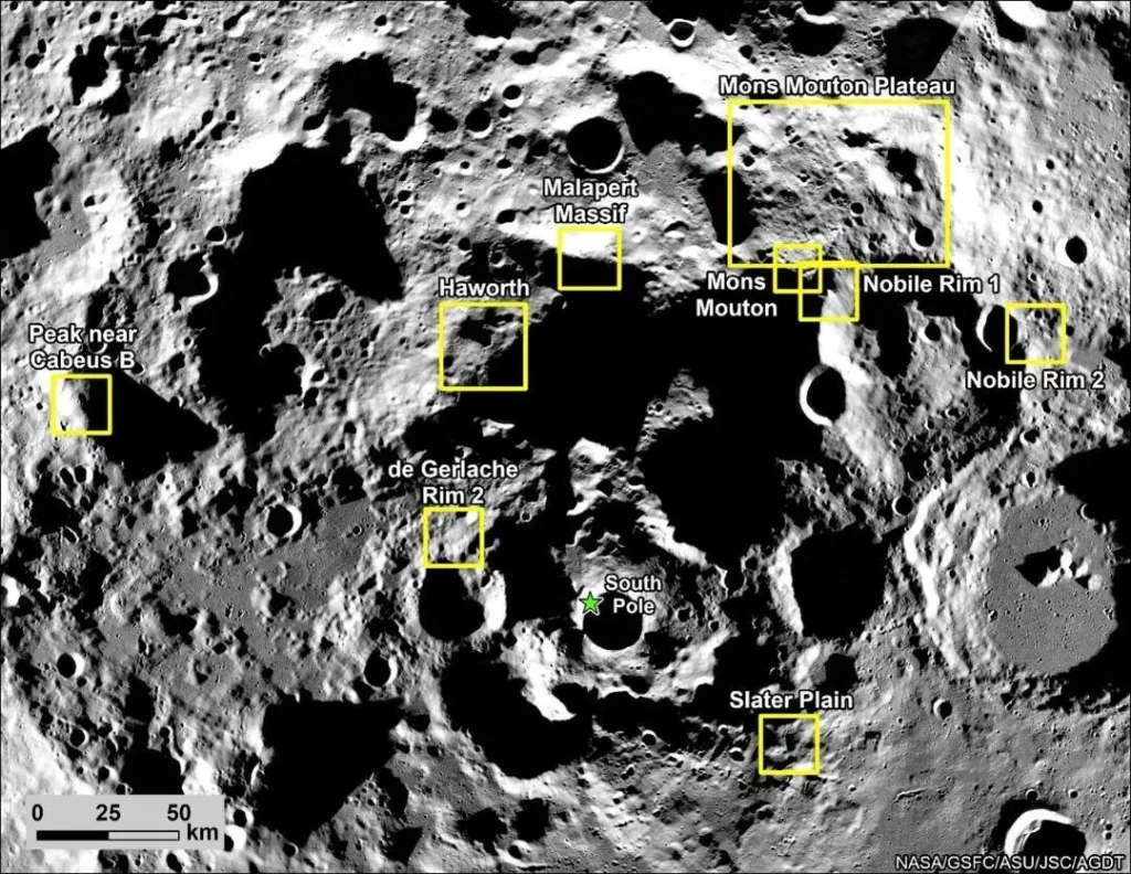 Onde está o gelo lunar? Conferência mundial deve traçar mapa dos recursos da Lua Especialistas de vários países vão se reunir entre 12 e 14 de novembro, em Honolulu, no Havaí, para a 2ª Conferência sobre Compostos Voláteis dos Polos Lunares. O encontro busca consolidar o que se sabe – e, mais ainda, o que ainda falta saber – sobre água, hidrogênio, hélio e outras substâncias preservadas nas regiões permanentemente sombreadas da Lua, com o objetivo de viabilizar missões robóticas e tripuladas e, no futuro, produzir combustível, ar respirável e água potável com recursos locais. Onde está o gelo lunar? Conferência mundial deve traçar mapa dos recursos da Lua