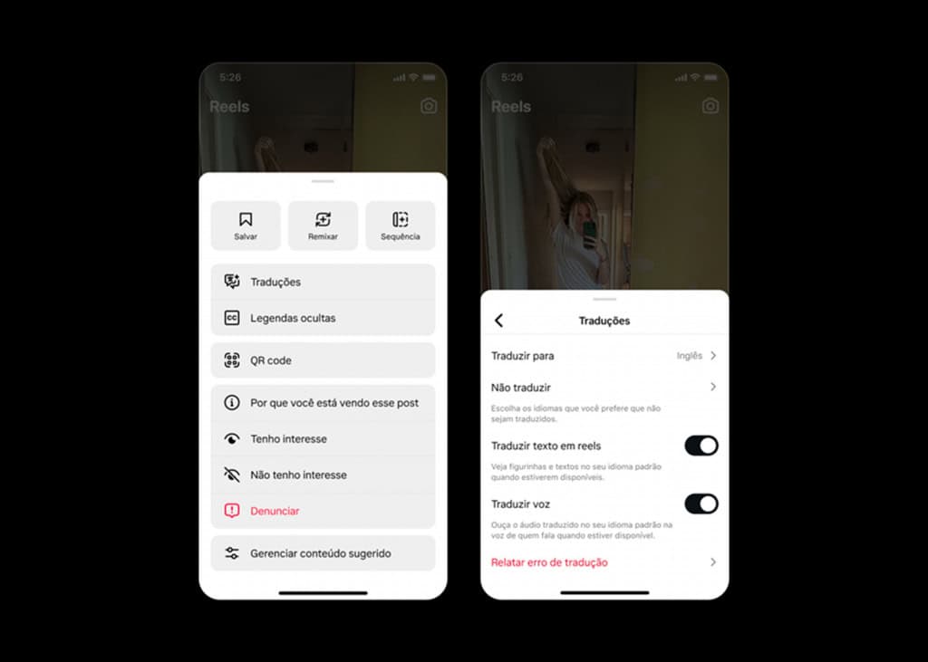 Instagram: você já pode traduzir Reels para português usando Meta AI A Meta introduziu o recurso de tradução de Reels no mês passado, mas apenas em inglês e espanhol. Agora, a empresa está ampliando a novidade para português e hindi, permitindo que usuários assistam vídeos no Instagram e Facebook no idioma que preferirem. Instagram: você já pode traduzir Reels para português usando Meta AI