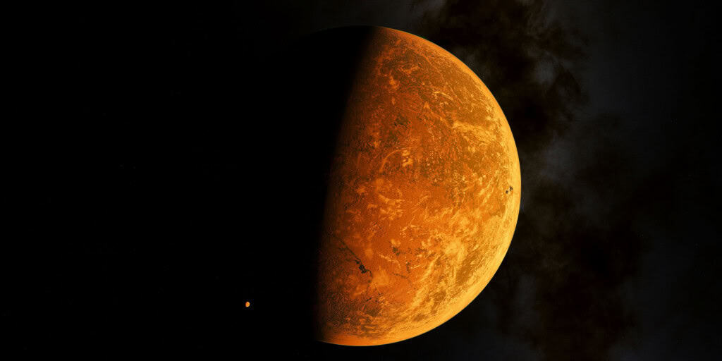 ilustração 3D do planeta Trappist-1e - TRAPPIST-1e é um planeta rochoso que orbita a estrela anã vermelha TRAPPIST-1