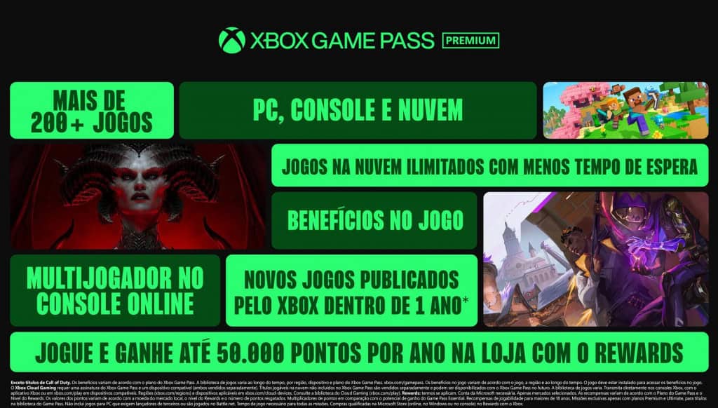 Xbox Game Pass ganha novos planos e dobra o preço do Ultimate A Microsoft anunciou nesta terça-feira (1º) uma reorganização completa dos planos do Xbox Game Pass, trazendo mudanças em preços, bibliotecas de jogos e benefícios para os assinantes. A partir de hoje, os planos passam a se chamar Essential, Premium e Ultimate, substituindo os antigos Core, Standard e Ultimate, e oferecem maior flexibilidade para quem joga em console, PC e na nuvem. xbox-premium