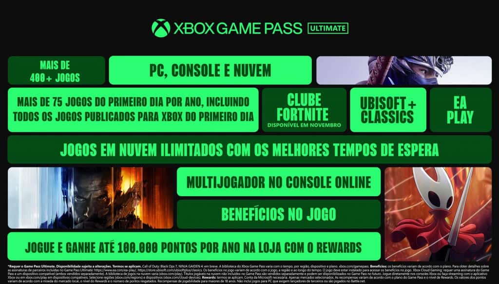 Xbox Game Pass ganha novos planos e dobra o preço do Ultimate A Microsoft anunciou nesta terça-feira (1º) uma reorganização completa dos planos do Xbox Game Pass, trazendo mudanças em preços, bibliotecas de jogos e benefícios para os assinantes. A partir de hoje, os planos passam a se chamar Essential, Premium e Ultimate, substituindo os antigos Core, Standard e Ultimate, e oferecem maior flexibilidade para quem joga em console, PC e na nuvem. xbox-ultimate
