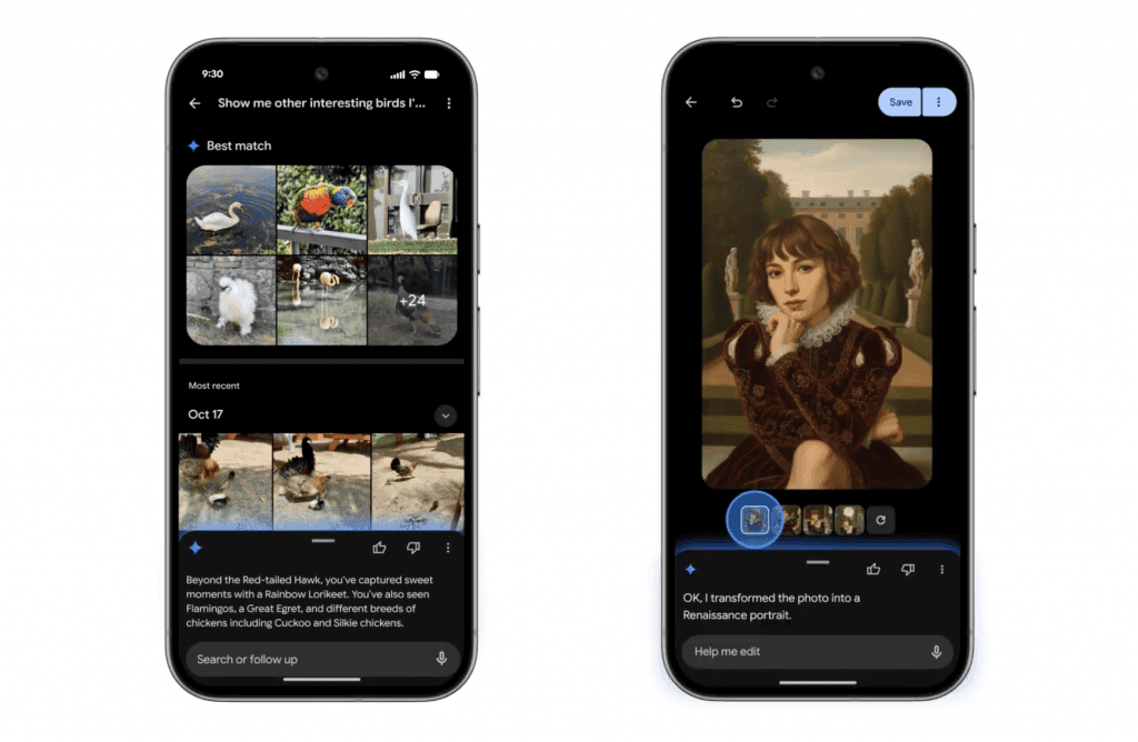 Montagem com dois smartphones exibindo os novos recursos