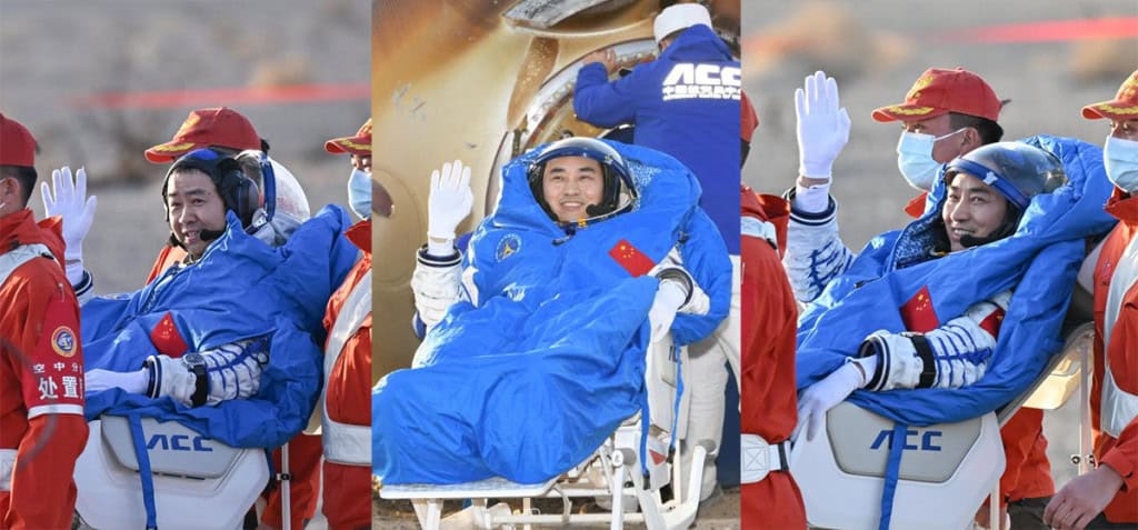 Astronautas chineses que estavam “presos” no espaço voltam para a Terra Conforme noticiado pelo Olhar Digital, os astronautas chineses Chen Dong, Chen Zhongrui e Wang Jie, membros da missão Shenzhou-20, enfrentaram problemas ao tentar voltar para a Terra na quarta-feira passada (5). A cápsula que faria o transporte sofreu alguns impactos antes do desacoplamento da estação Tiangong, possivelmente causados por fragmentos de lixo espacial. O incidente obrigou o adiamento do retorno, mantendo os taikonautas “presos” no espaço por uma semana além do previsto. Astronautas chineses que estavam “presos” no espaço voltam para a Terra