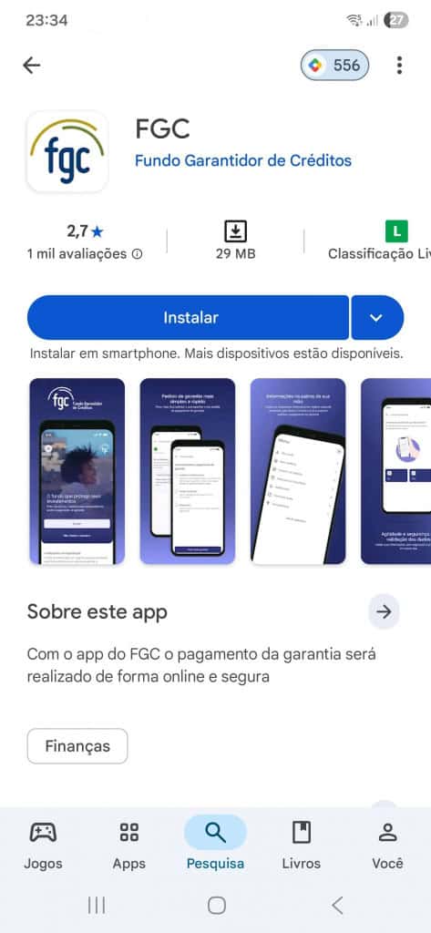 Banco Master faz ChatGPT e Gemini perderem posto de apps mais baixados; entenda A determinação do Banco Central (BC) para liquidação do Banco Master, nesta terça-feira (18), respingou até mesmo nos smartphones. Isso porque o aplicativo do FGC (Fundo Garantidor de Crédito) fechou o dia como o app mais baixado no Brasil em iPhones e iPads. Captura de tela da página do FGC na Play Store