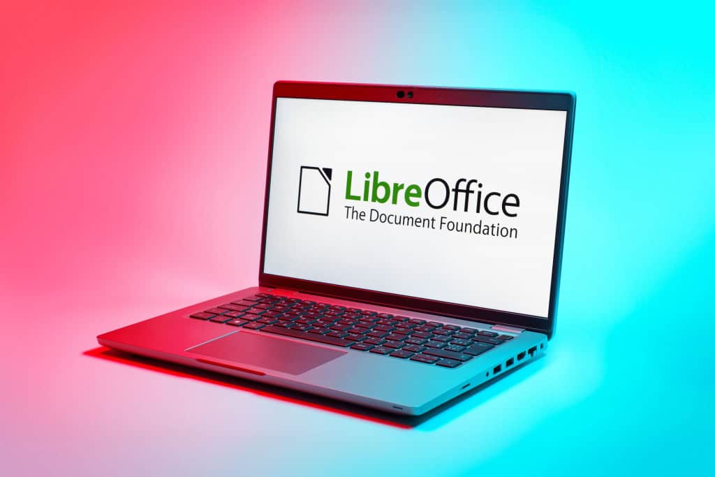 Imagem ilustrativa do LibreOffice mostrando interface de edição de documentos, planilhas e apresentações com ferramentas de formatação em ambiente Linux