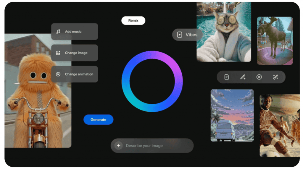 Vibes: Meta lança feed exclusivo de vídeos de IA na Europa A Meta está expandindo o alcance do seu feed exclusivo para vídeos gerados por inteligência artificial. Depois do lançamento nos EUA, Vibes agora está disponível para usuários do Facebook, Instagram, Messenger e WhatsApp na Europa. A empresa diz que vai expandir os recursos para outras partes do mundo ao longo do tempo, mas não divulgou cronogramas. meta AI